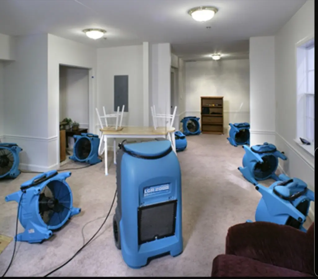 Air movers and dehumidifier setup for Water Extraction & Removal in Walker Mill